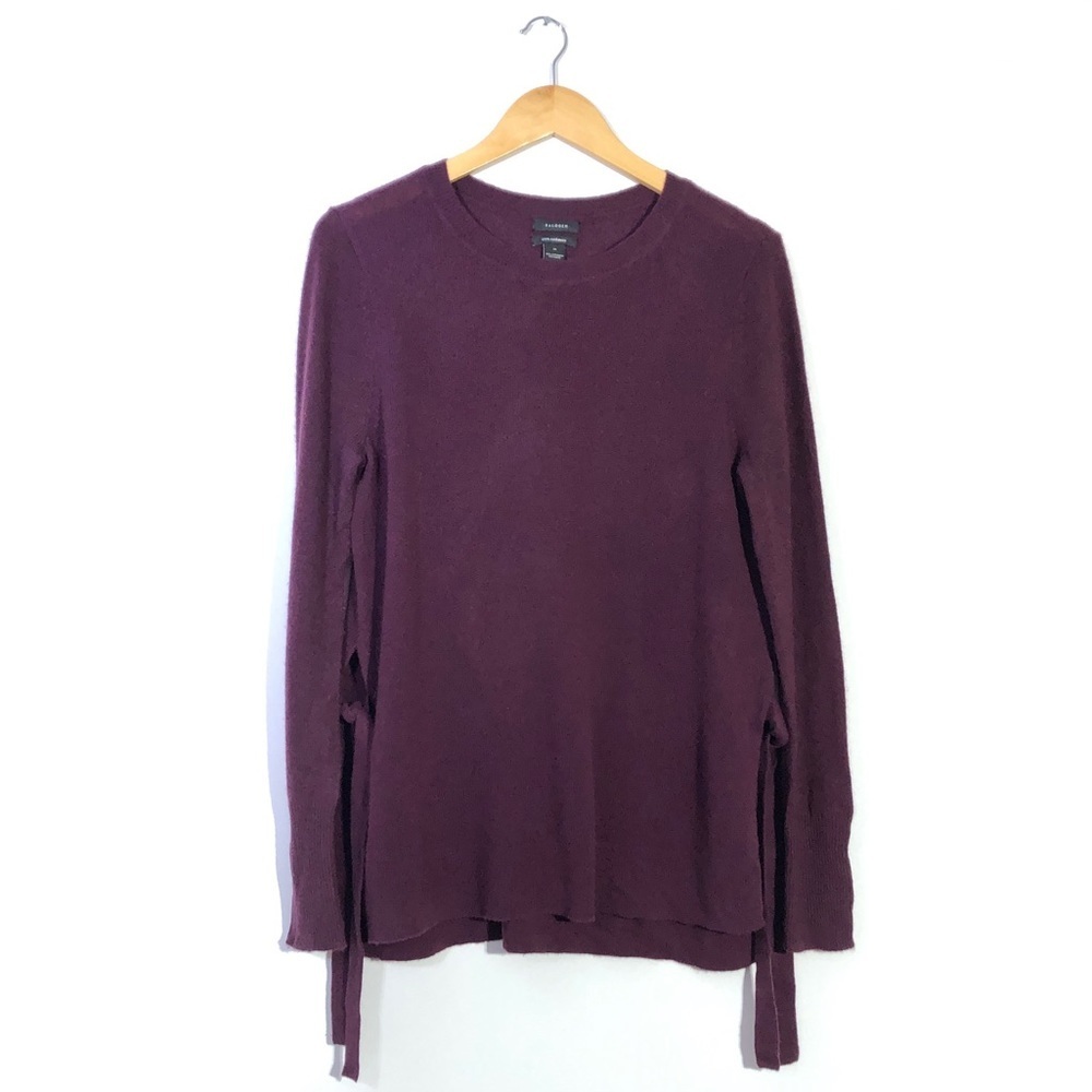 Nordstrom Halogen Dark Red Cashmere Side Tie Long Sleeve Sweater Top M